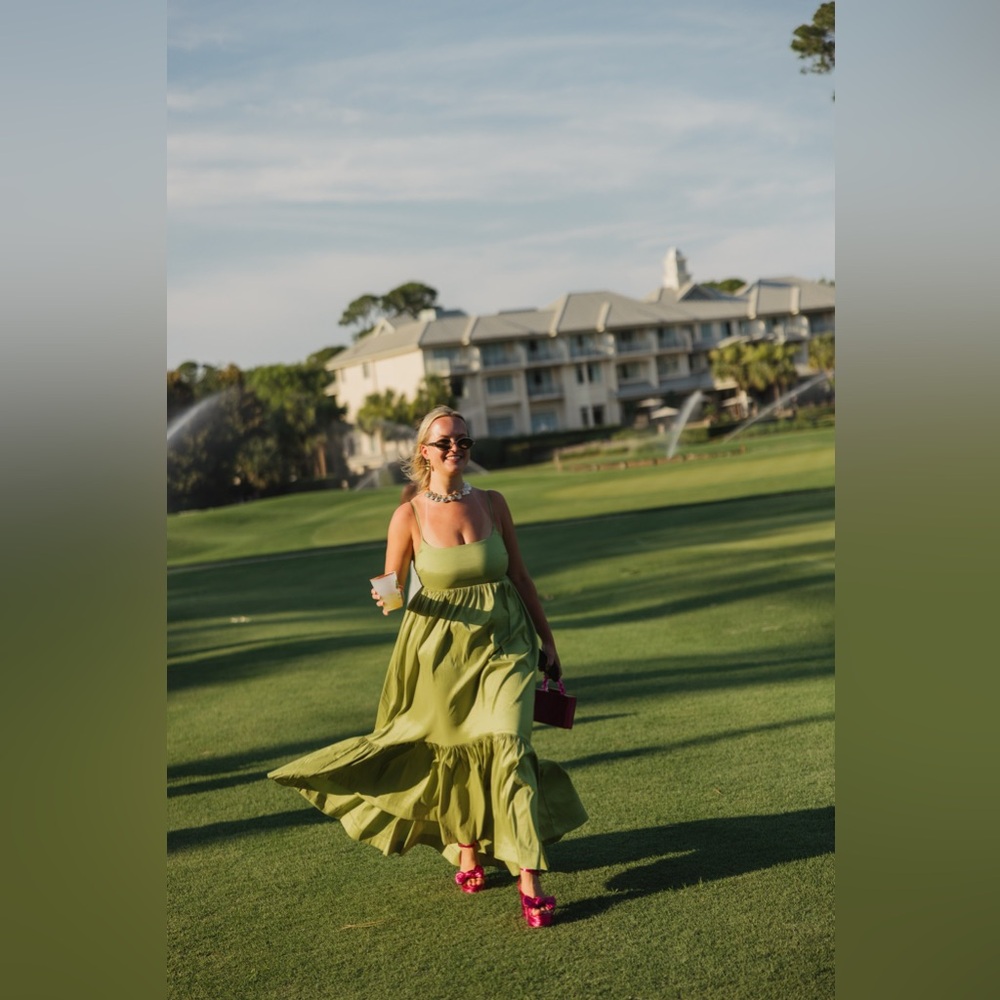 Abercrombie drama bow back taffeta gown